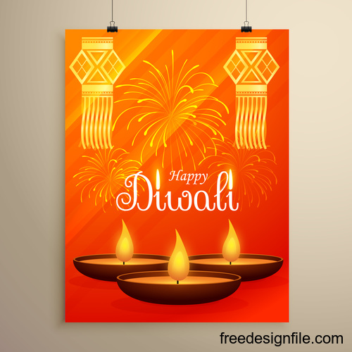 Diwali festvial flyer with brochure template vectors graphic 09