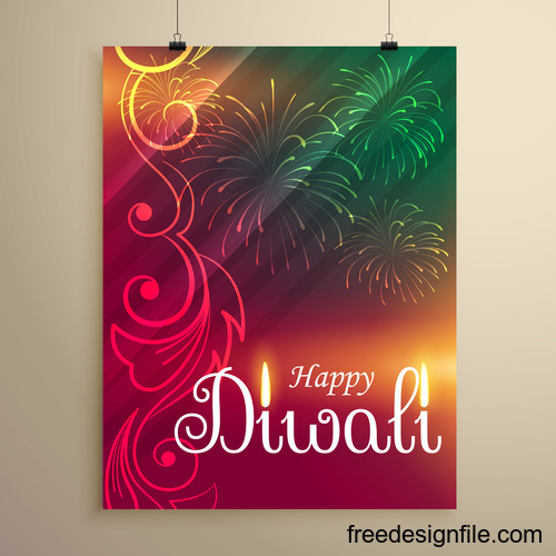 Diwali festvial flyer with brochure template vectors graphic 10