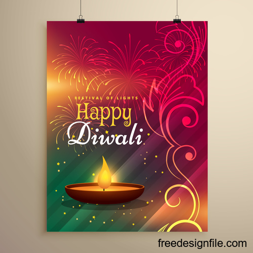 Diwali festvial flyer with brochure template vectors graphic 11