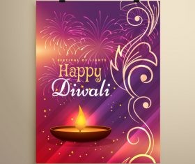 Diwali festvial flyer with brochure template vectors graphic 12