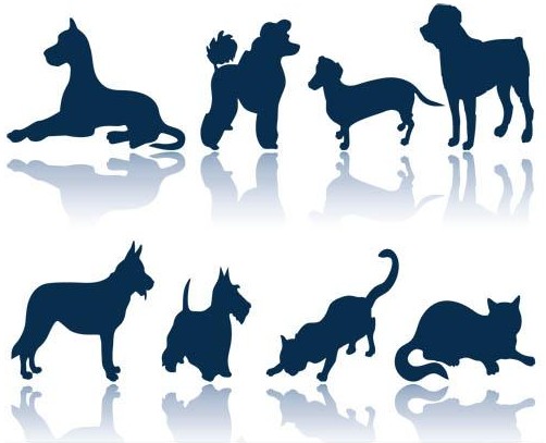 Dogs and Cats Silhouettes vector graphic