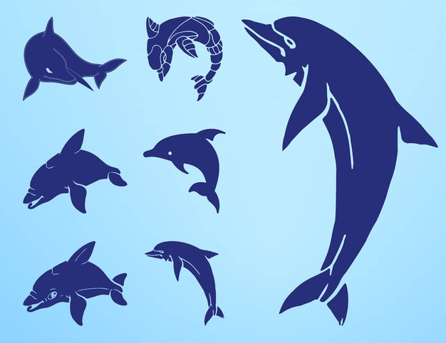 Dolphin Silhouettes Set vector