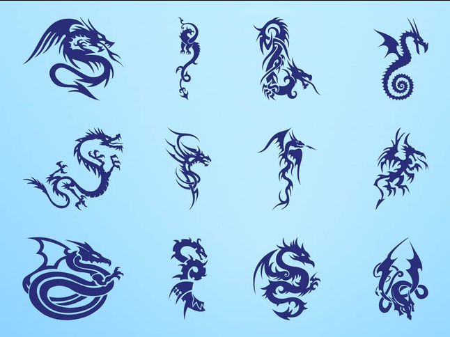 Dragon Tattoos Graphics shiny vector