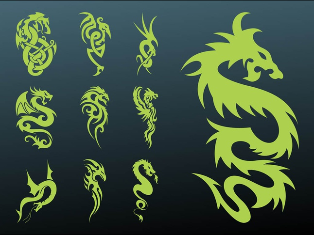 Dragons Tattoo set vector