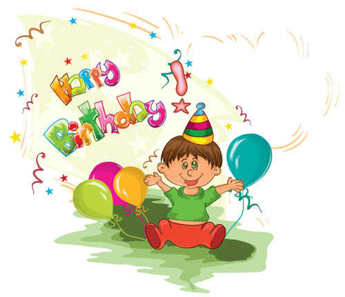 Draw Kids birthday background vector free download
