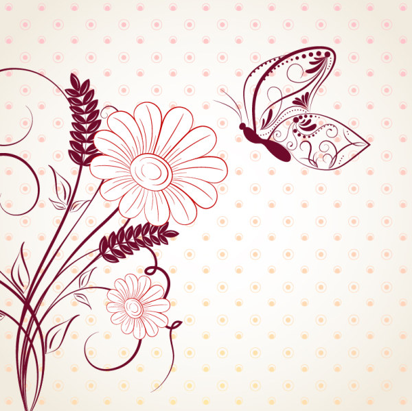 Draw cartoon flower background 4 vector free download