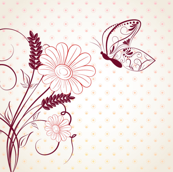 Draw cartoon flower background 4 vector