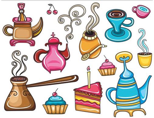 Drawing Cafe Elements vector graphics