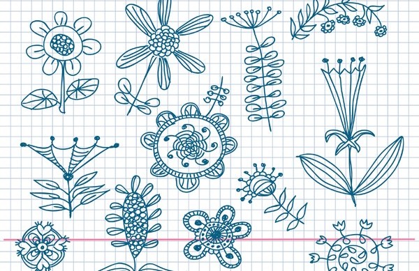 Drawing Cartoon Plants vector set