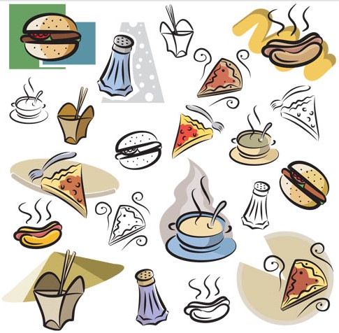 Drawing Fast Food Icons vector