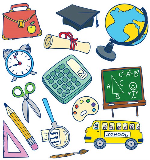 Drawing School Objects vector graphic