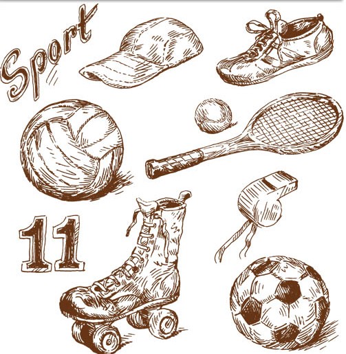 Drawing Sport Elements vector graphics