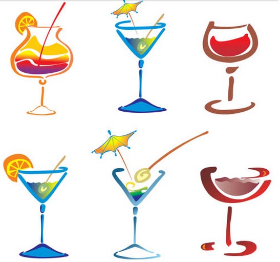 Drawn Cocktails graphic shiny vector