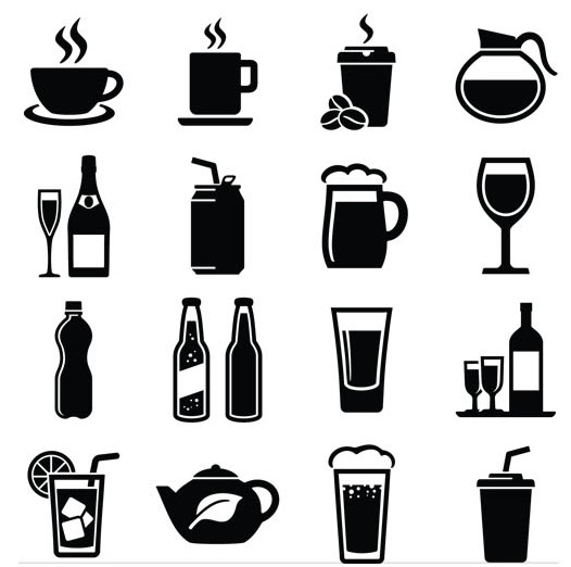 Drinks Icons graphic shiny vector
