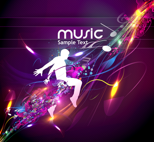 Dynamic music style template 1 vector