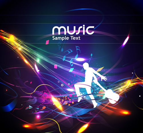 Dynamic music style template 4 vector
