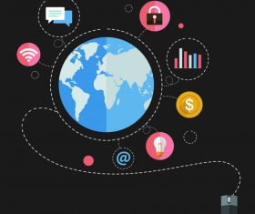 Earth big data flat vector