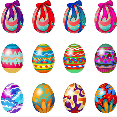 Easter Shiny Eggs 3 vector set