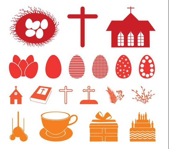 Easter Silhouettes Set vector set