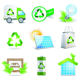 Eco Green Icons 9 vector graphics