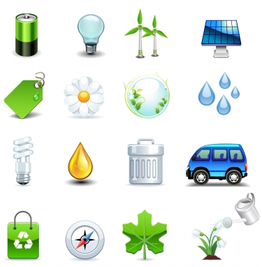 Eco energy icons set vector