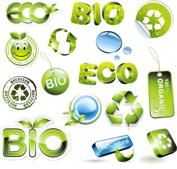 Eco labels vectors material