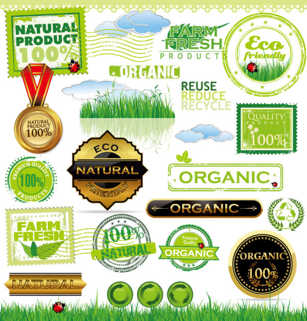 Eco natural labels 1 vector