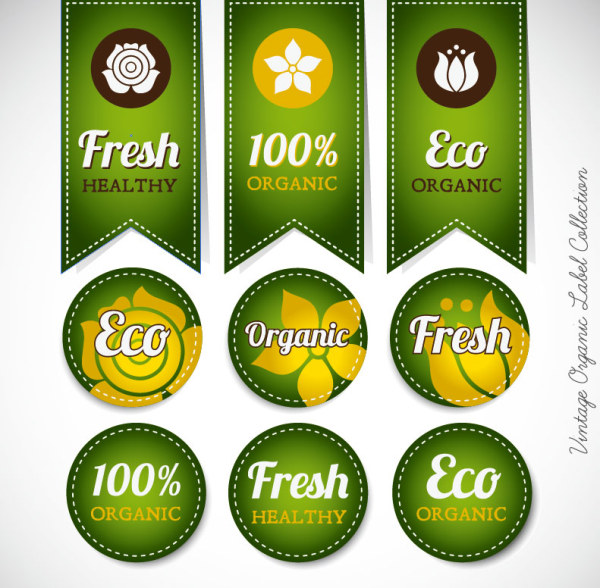 Eco natural labels 2 vector