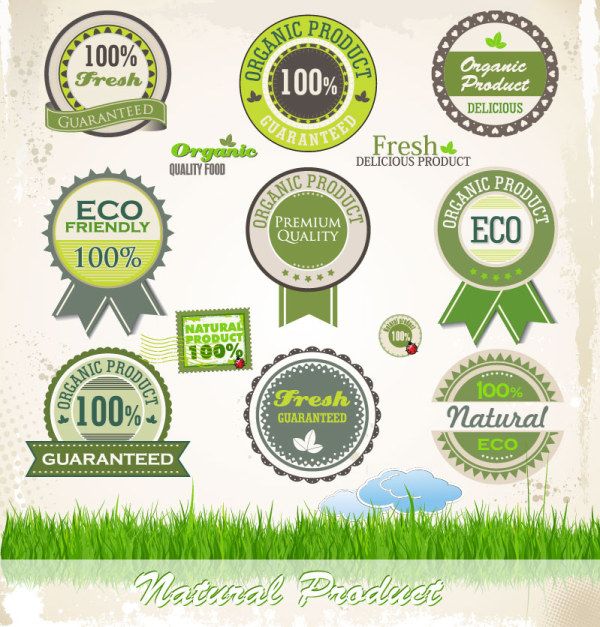 Eco natural labels 3 vector