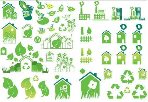 Ecological Green Icons vectors graphic