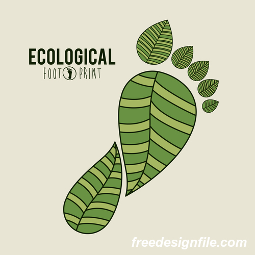 Ecological background with footprint vectors material 02