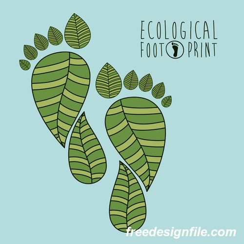 Ecological background with footprint vectors material 04