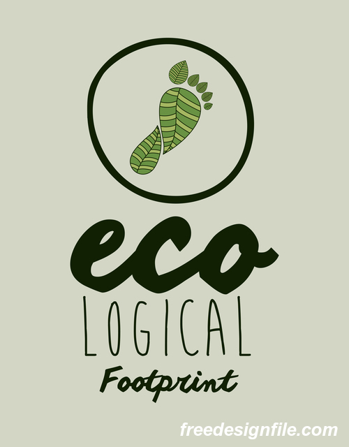 Ecological background with footprint vectors material 05