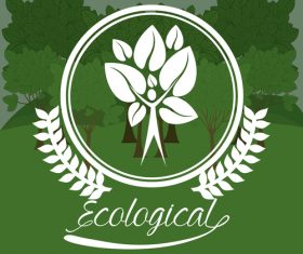 Ecological sign with green natural background vector 01