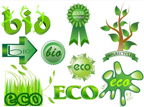 Ecology Style Labels vector graphics