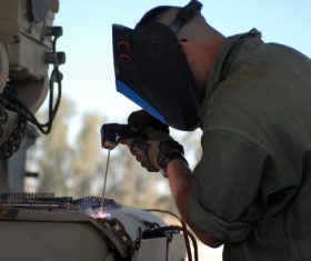 Electric welder working Stock Photo 02
