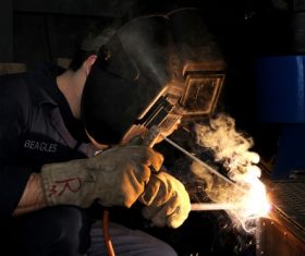 Electric welder working Stock Photo 05