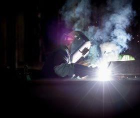 Electric welder working Stock Photo 06