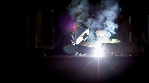 Electric welder working Stock Photo 06