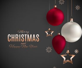 Elegant christmas baubles with new year background vector