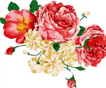 Elegant hand-painted flowers shiny vector