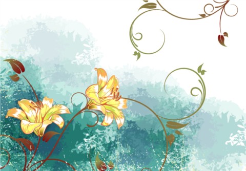 Elegant watercolor flower set vectors graphics