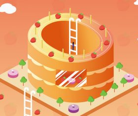 English letter O business office cake building vector