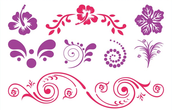 Exotic Flower Scrolls vectors graphics