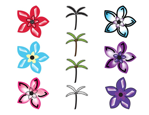 Exotic Plants Graphics Set design vectors