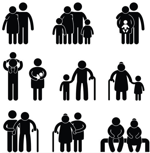 Family Silhouettes Icons vector graphic