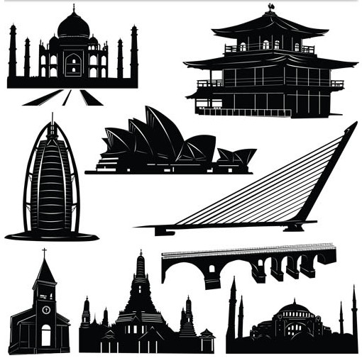 Famous Buildings Templates set vector