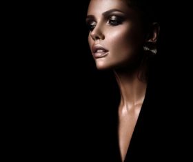 Fashion makeup woman and black background Stock Photo