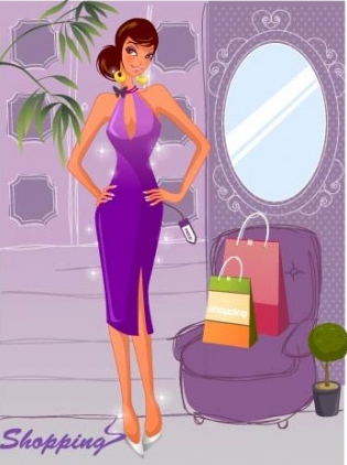 Fashion women shopping 1 vector