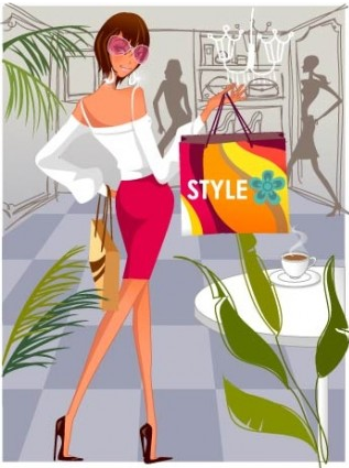Fashion women shopping 2 vector